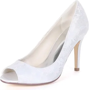 Heel Dress Sandals Open Toe Satin Lace Kitten Heels Wedding Bridal Homecoming Shoes for Women Bride Bridesmaid Ladies
