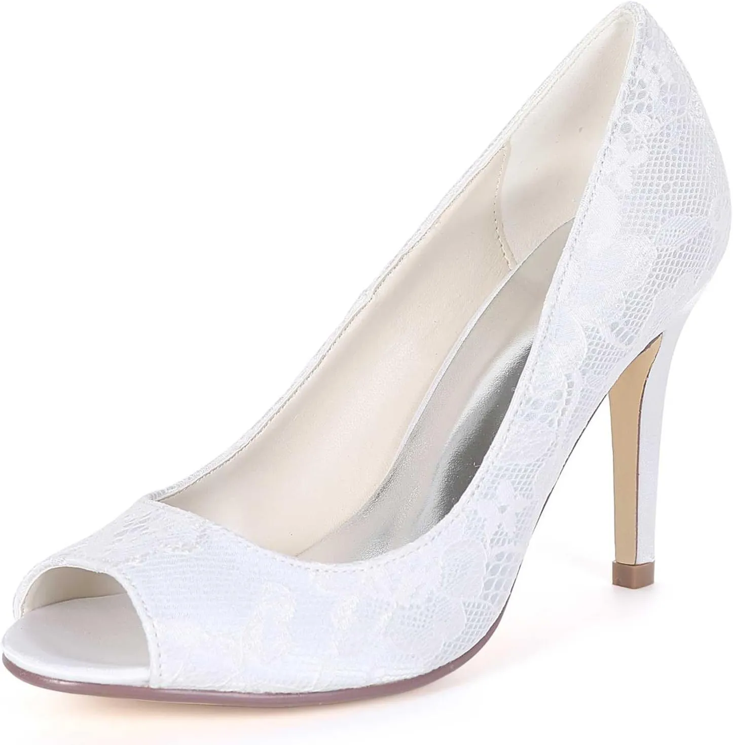 Heel Dress Sandals Open Toe Satin Lace Kitten Heels Wedding Bridal Homecoming Shoes for Women Bride Bridesmaid Ladies
