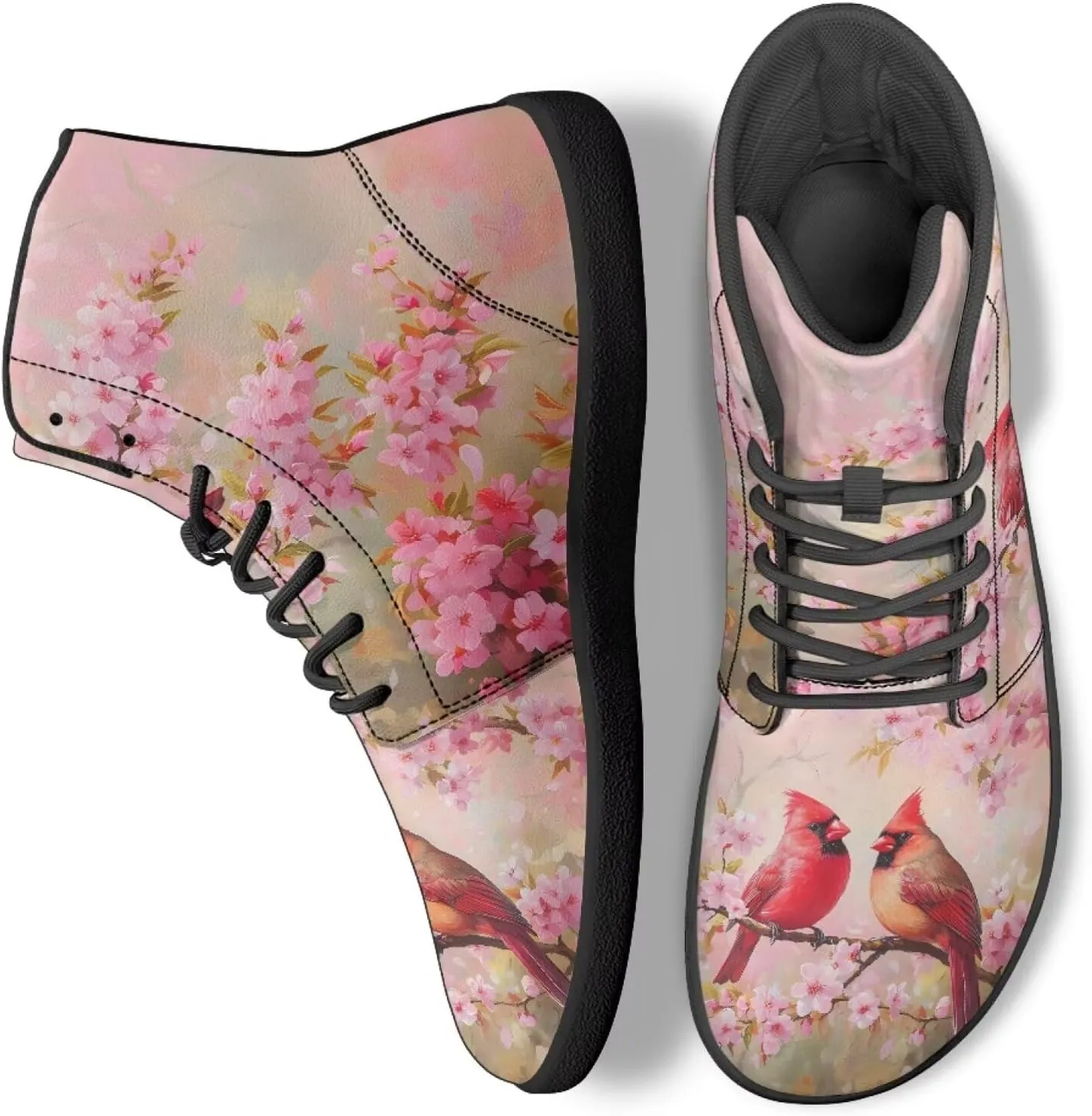 High Top Bird Pattern Ultra-Light Barefoot Shoes Men Wide Toe Box Boots Zero-Drop Running Sneaker