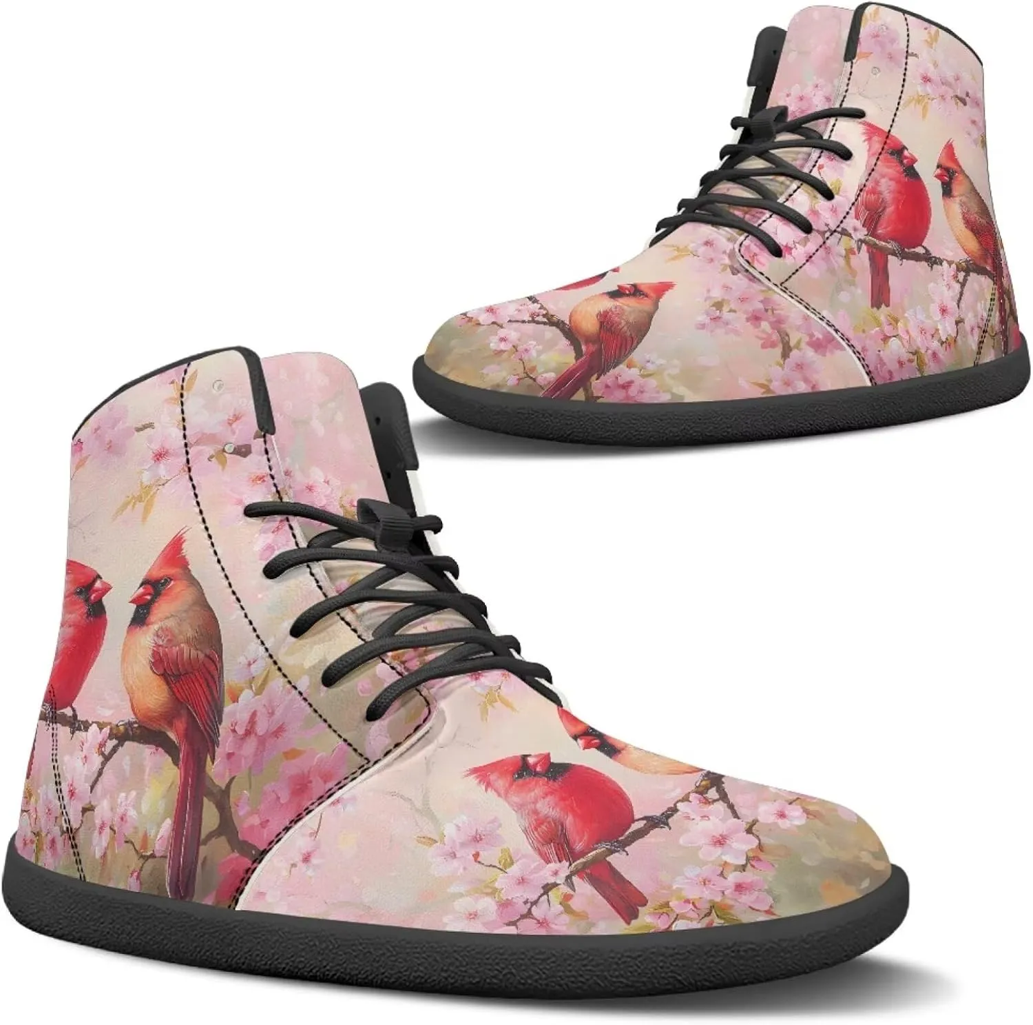 High Top Bird Pattern Ultra-Light Barefoot Shoes Men Wide Toe Box Boots Zero-Drop Running Sneaker