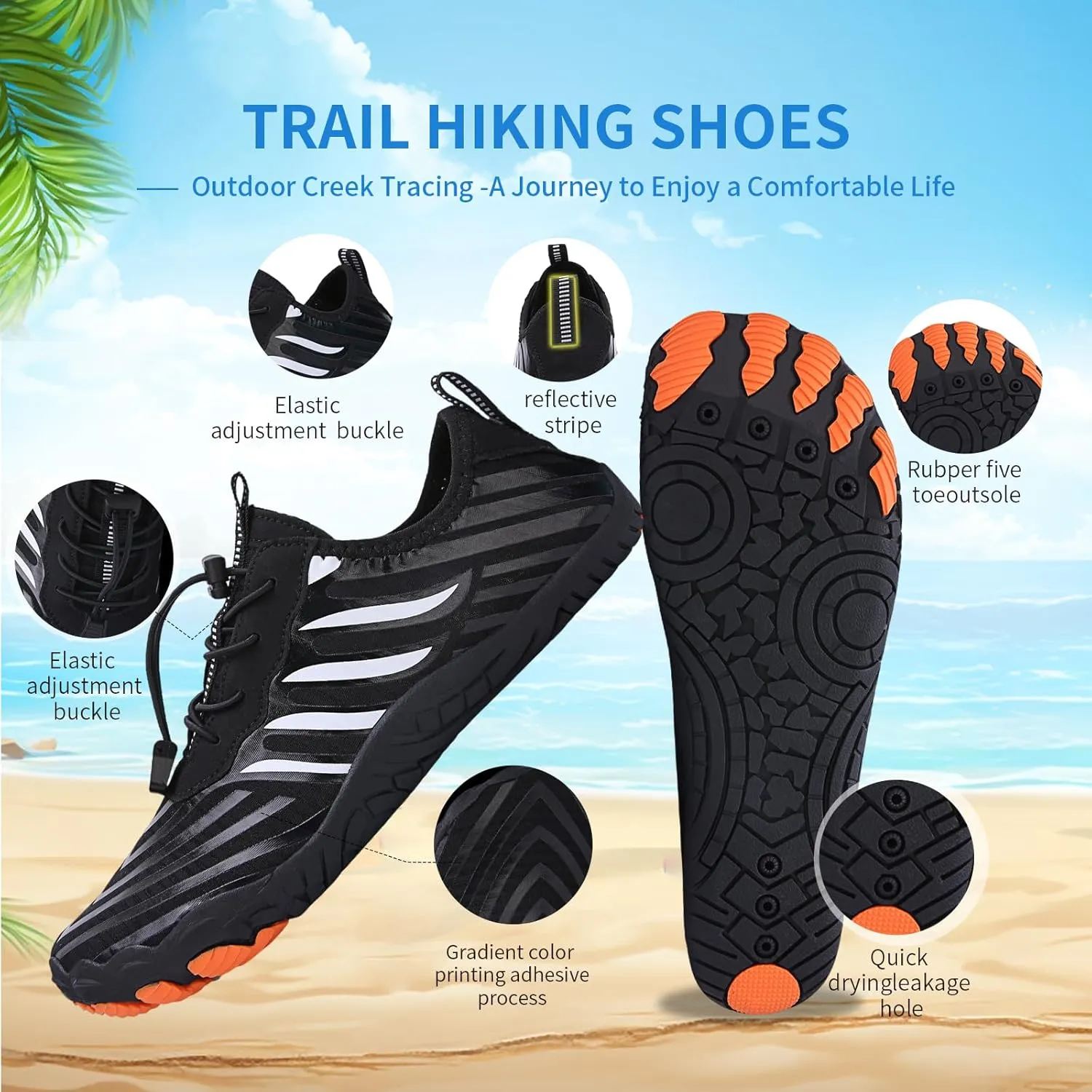 Hike Barefoot Shoes for Women Men - Quick Dry Wide Toe Box Beach Swim Athletic Sports Shoes, Non-Slip Hike Yoga Lightweight Footwear Aqua Hiking Walking Kayaking Diving Surfing