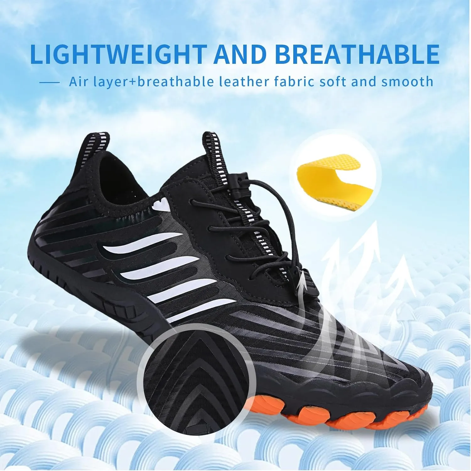 Hike Barefoot Shoes for Women Men - Quick Dry Wide Toe Box Beach Swim Athletic Sports Shoes, Non-Slip Hike Yoga Lightweight Footwear Aqua Hiking Walking Kayaking Diving Surfing