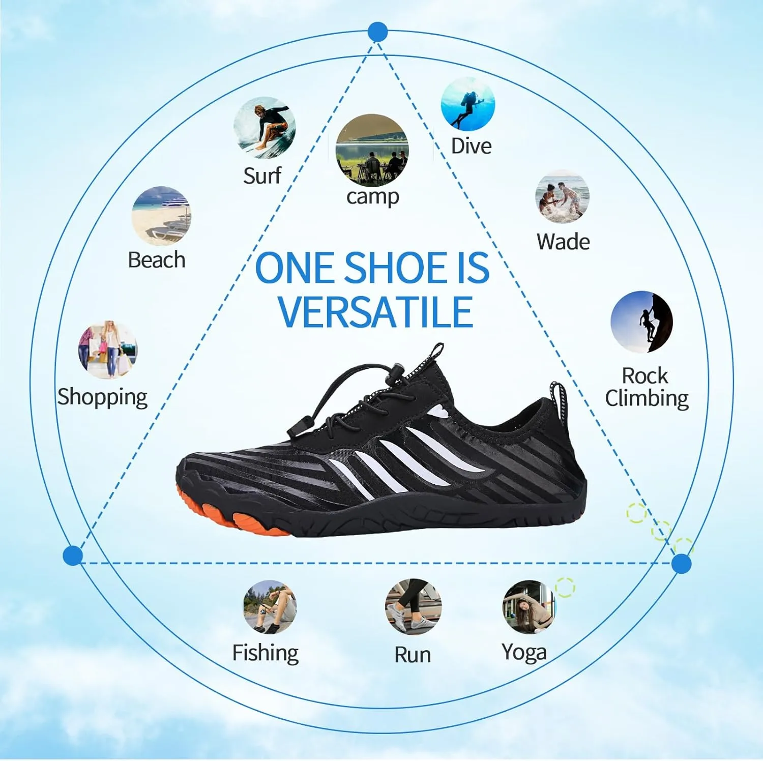 Hike Barefoot Shoes for Women Men - Quick Dry Wide Toe Box Beach Swim Athletic Sports Shoes, Non-Slip Hike Yoga Lightweight Footwear Aqua Hiking Walking Kayaking Diving Surfing