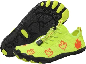 Hike Barefoot Shoes Women Wide Toe Box Mens Grounded Footwear Maple Leaf Print Non-Slip Water Shoe Lightweight Sneakers for Hiking Running Swimming Fishing Couple Athletic Runing Breathable Sneaker