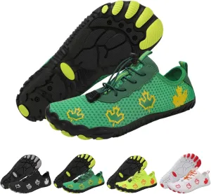 Hike Barefoot Shoes Women Wide Toe Box Mens Grounded Footwear Maple Leaf Print Non-Slip Water Shoe Lightweight Sneakers for Hiking Running Swimming Fishing Couple Athletic Runing Breathable Sneaker
