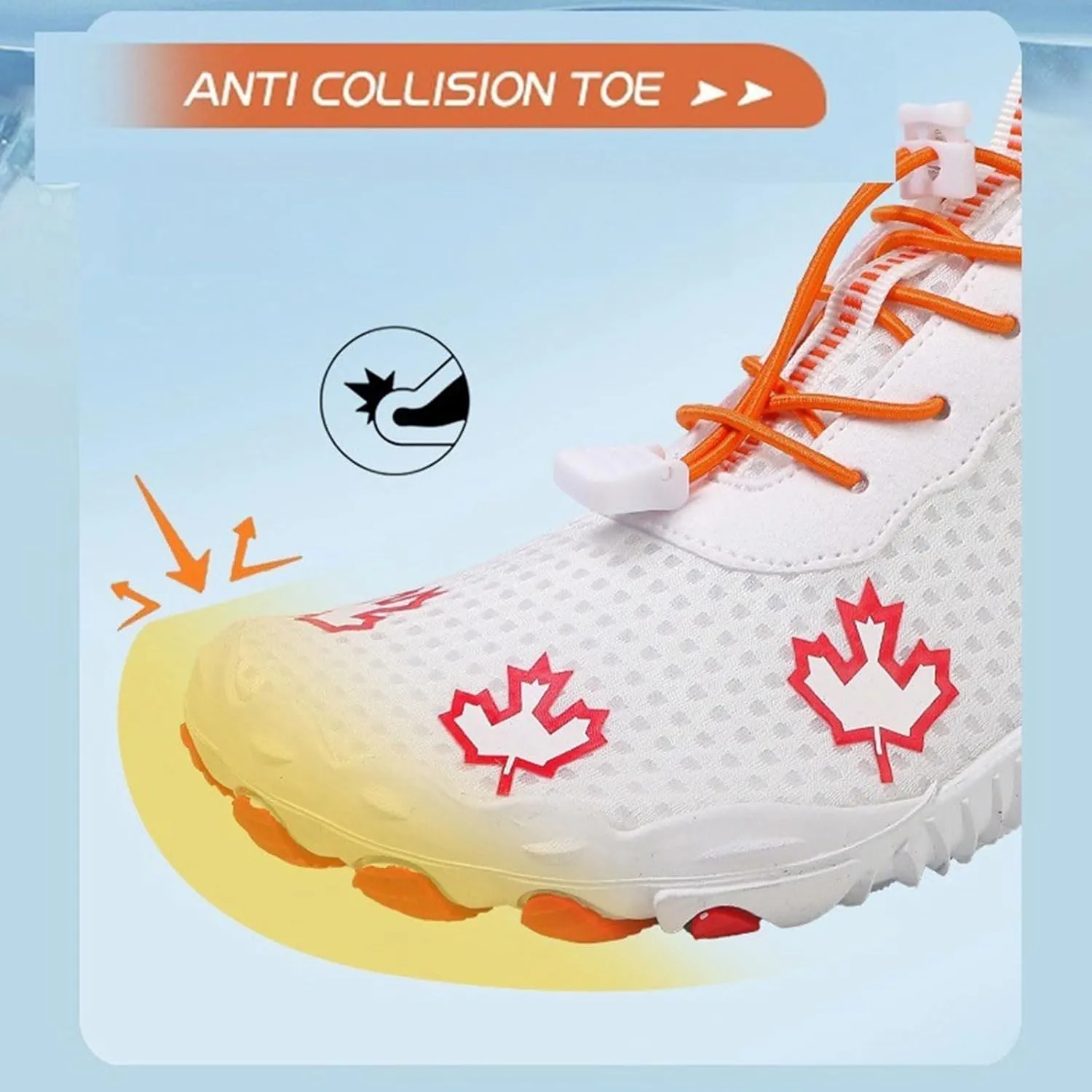 Hike Barefoot Shoes Women Wide Toe Box Mens Grounded Footwear Maple Leaf Print Non-Slip Water Shoe Lightweight Sneakers for Hiking Running Swimming Fishing Couple Athletic Runing Breathable Sneaker