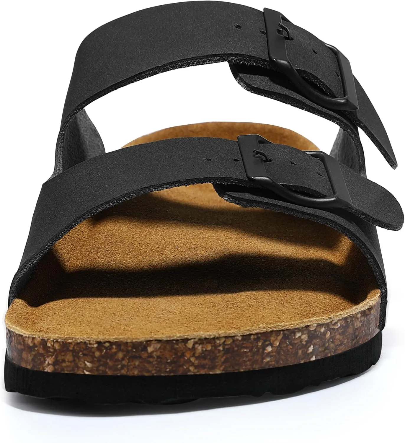 HOMETRUE Mens Sandals Cork Footed Flat Mens Slides Sandals Adjustable Buckle Straps Durable Sandals for Men