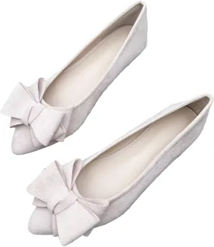 HuangTaiJi Qing Women's Pointy Toe Exquisite Pearl Rhinestone Dressy Ballet Flats Bling Slip On Comfortable Wedding Party Working Shoes