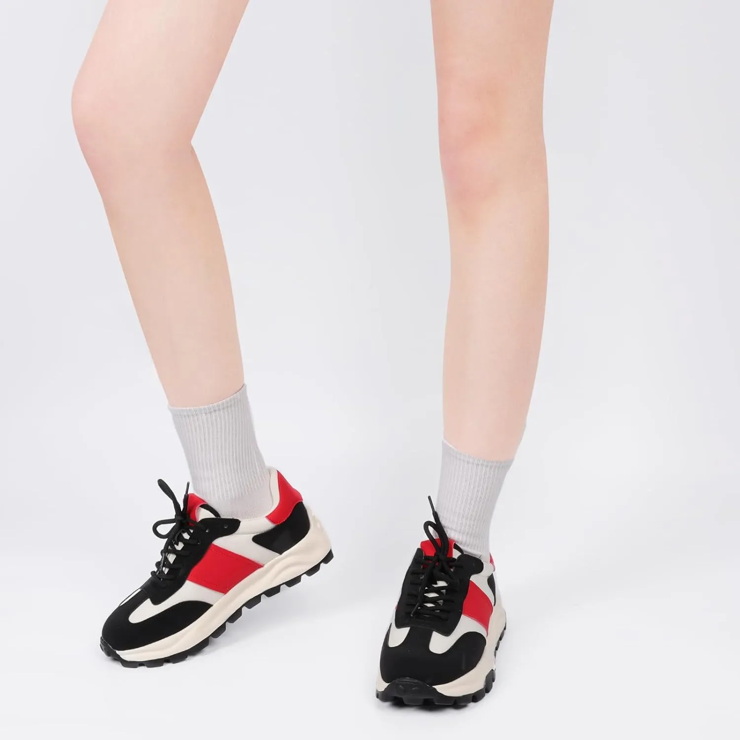 IXU Womens Sneakers Fashion Lightweight Tennis Sneakers for Women Fashion Walking Leather Suede Lace Up Non-Slip Casual Womens Shoes Comfortable Shoes