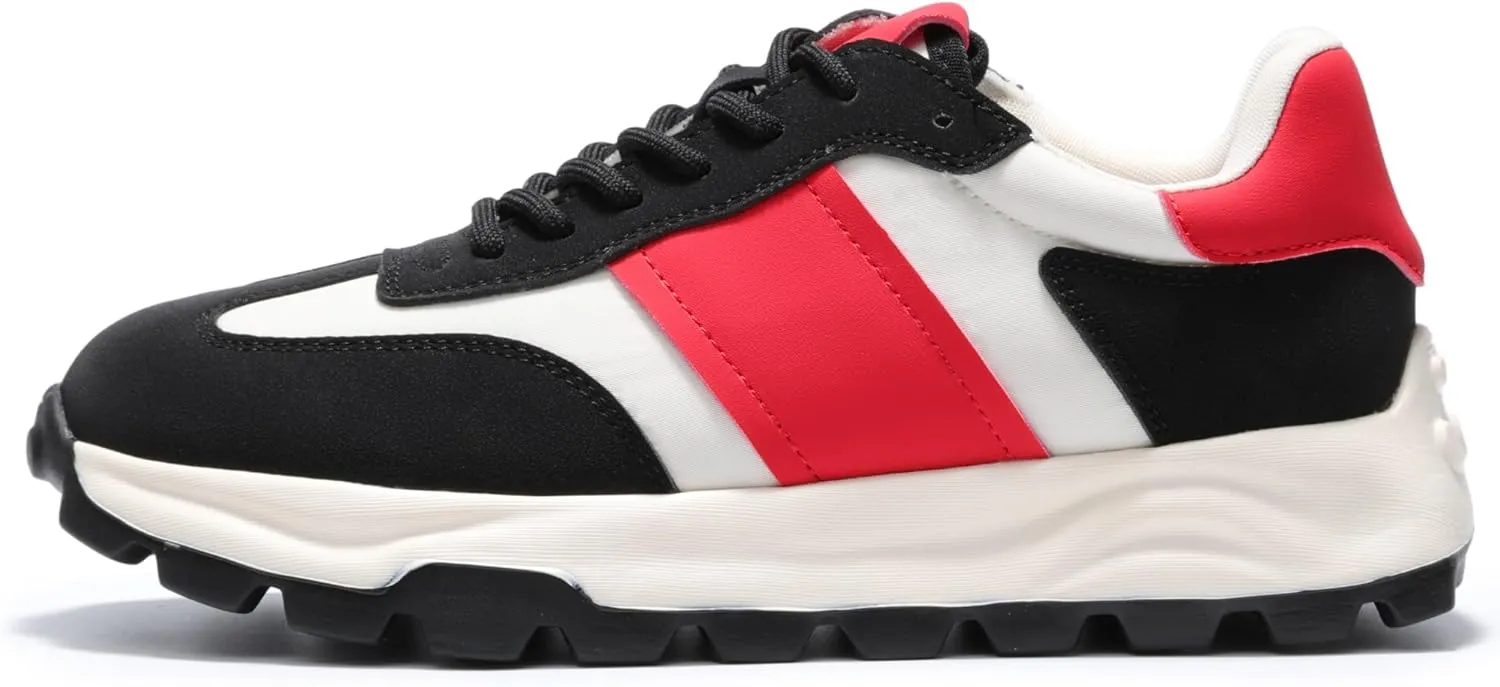 IXU Womens Sneakers Fashion Lightweight Tennis Sneakers for Women Fashion Walking Leather Suede Lace Up Non-Slip Casual Womens Shoes Comfortable Shoes