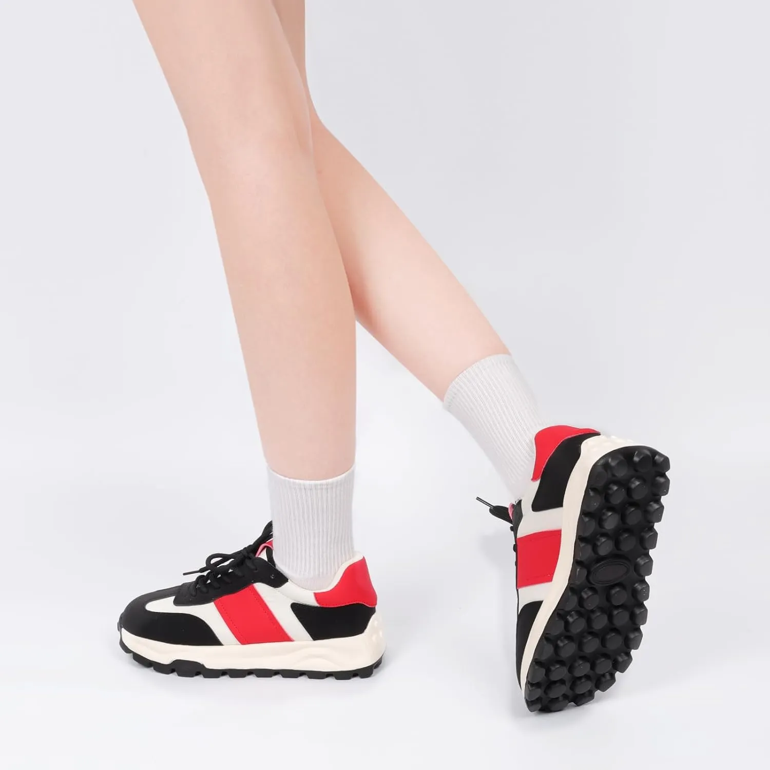 IXU Womens Sneakers Fashion Lightweight Tennis Sneakers for Women Fashion Walking Leather Suede Lace Up Non-Slip Casual Womens Shoes Comfortable Shoes