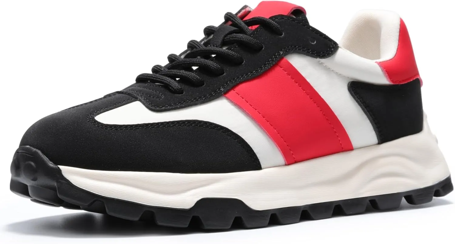 IXU Womens Sneakers Fashion Lightweight Tennis Sneakers for Women Fashion Walking Leather Suede Lace Up Non-Slip Casual Womens Shoes Comfortable Shoes
