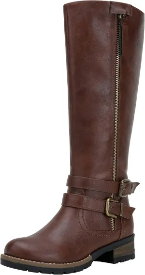 Jeossy 9660 Knee High Boots for Women, Classic Tall Riding Boots Low Heel with Inside Zipper Works and Outside Zip Decorative