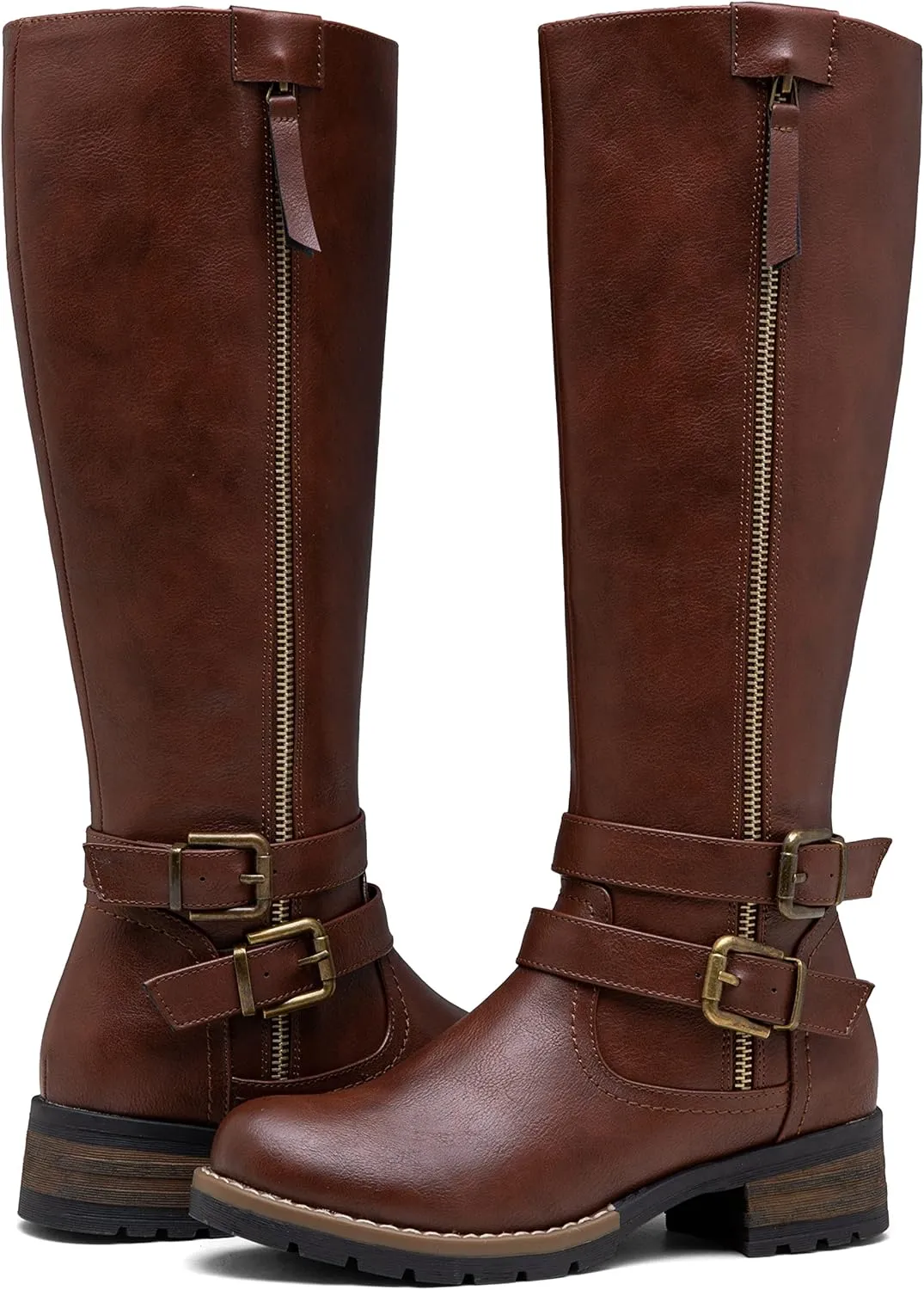 Jeossy 9660 Knee High Boots for Women, Classic Tall Riding Boots Low Heel with Inside Zipper Works and Outside Zip Decorative