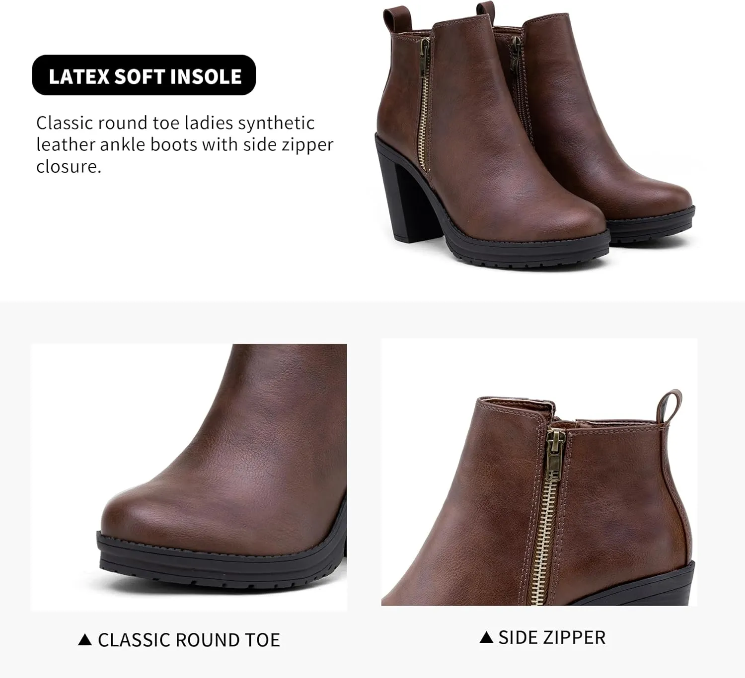 Jeossy Women's 9676 Ankle Booties Platform Chunky Heel Boots