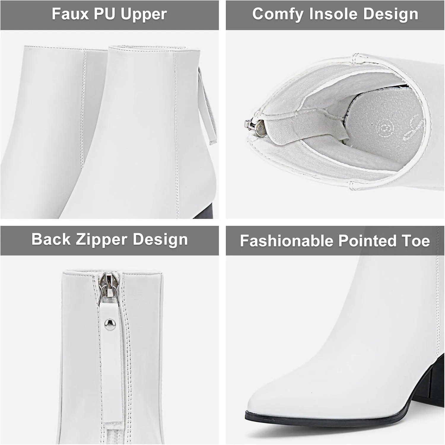 Jeossy Women's Chunky Heeled Ankle Boots, Pointed Toe Stacked Block Heel Booties