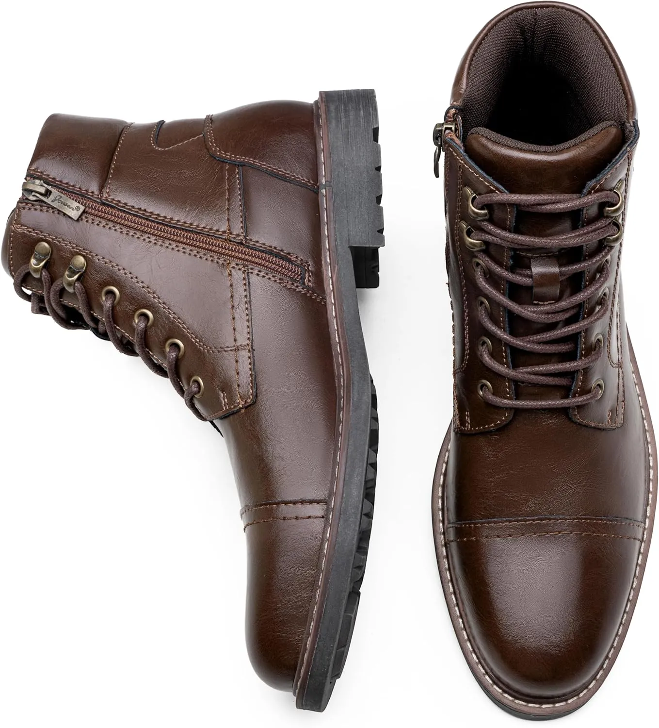 Jousen Mens Boots Leahter Retro Dress Boots for Men Cap Toe Boots for Men
