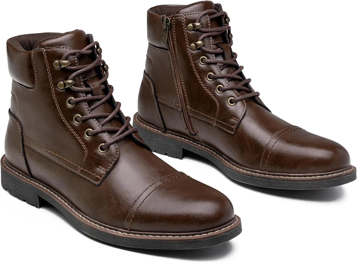 Jousen Mens Boots Leahter Retro Dress Boots for Men Cap Toe Boots for Men