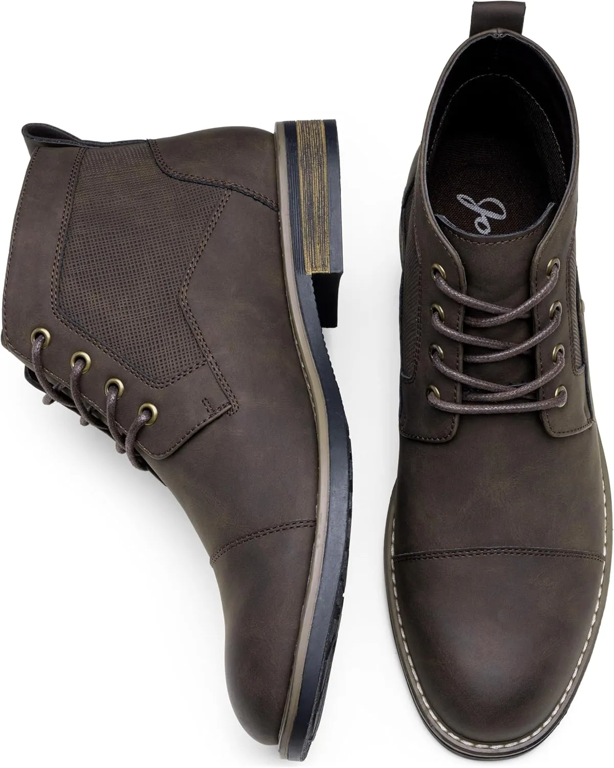 Jousen Mens Boots Retro Casual Boots for Men Cap Toe Boots for Men
