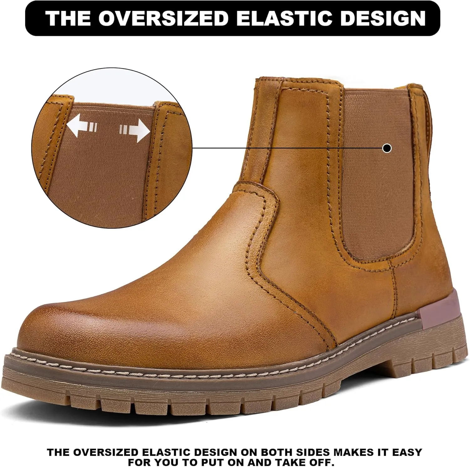 Jousen Mens Boots Retro Chelsea Boots Mens Casual Slip On Boots for Men