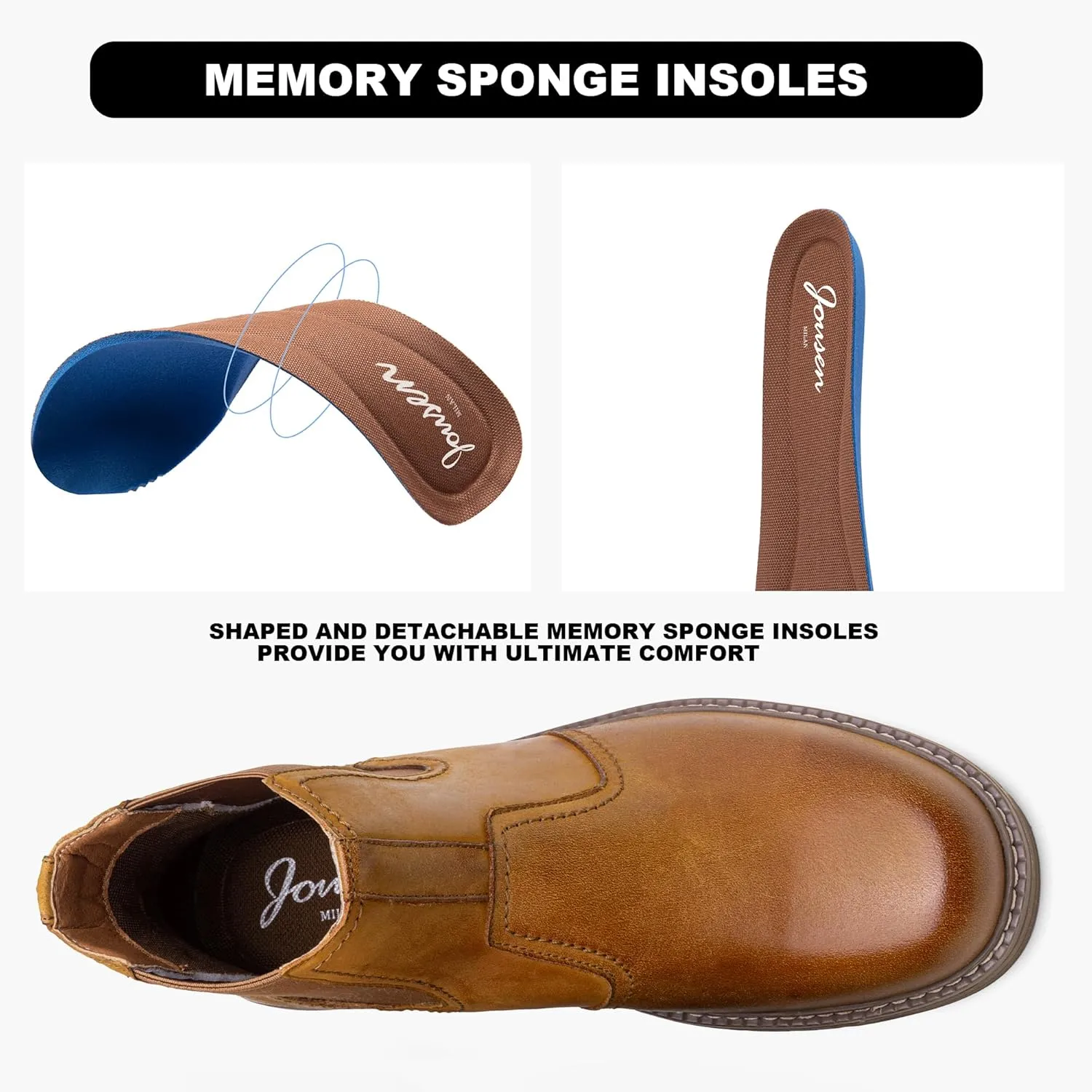 Jousen Mens Boots Retro Chelsea Boots Mens Casual Slip On Boots for Men
