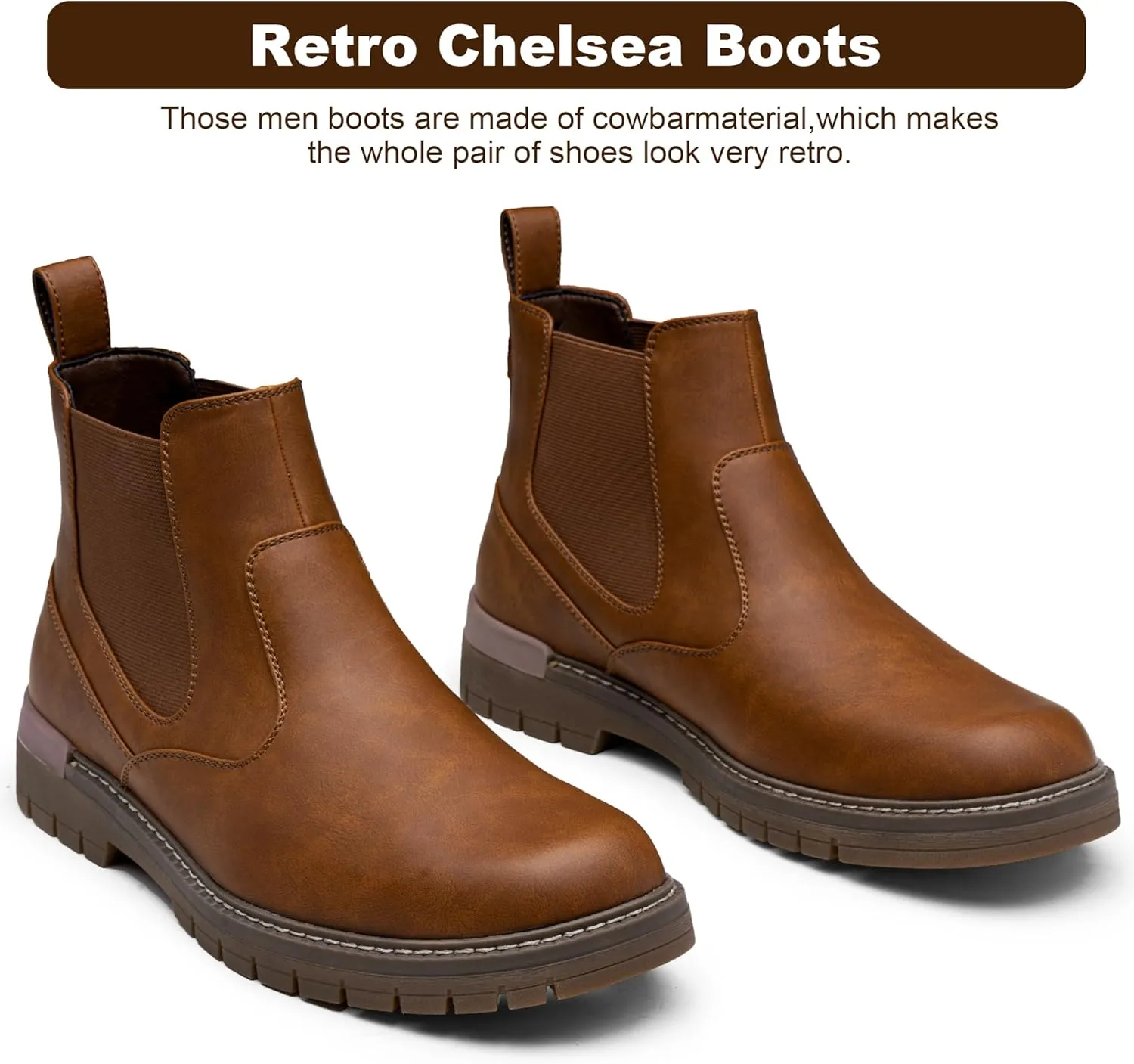 Jousen Mens Boots Retro Chelsea Boots Mens Casual Slip On Boots for Men