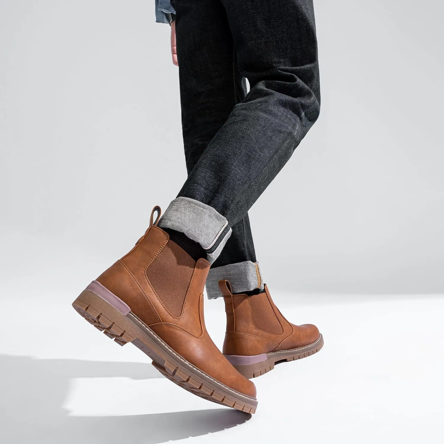 Jousen Mens Boots Retro Chelsea Boots Mens Casual Slip On Boots for Men
