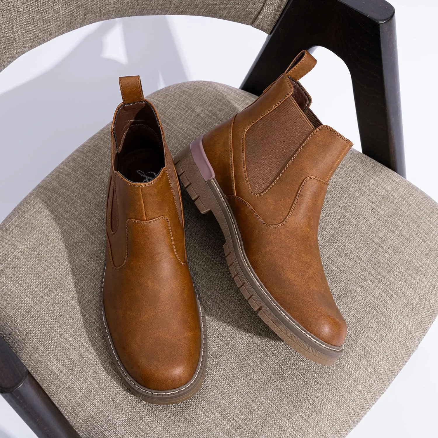 Jousen Mens Boots Retro Chelsea Boots Mens Casual Slip On Boots for Men