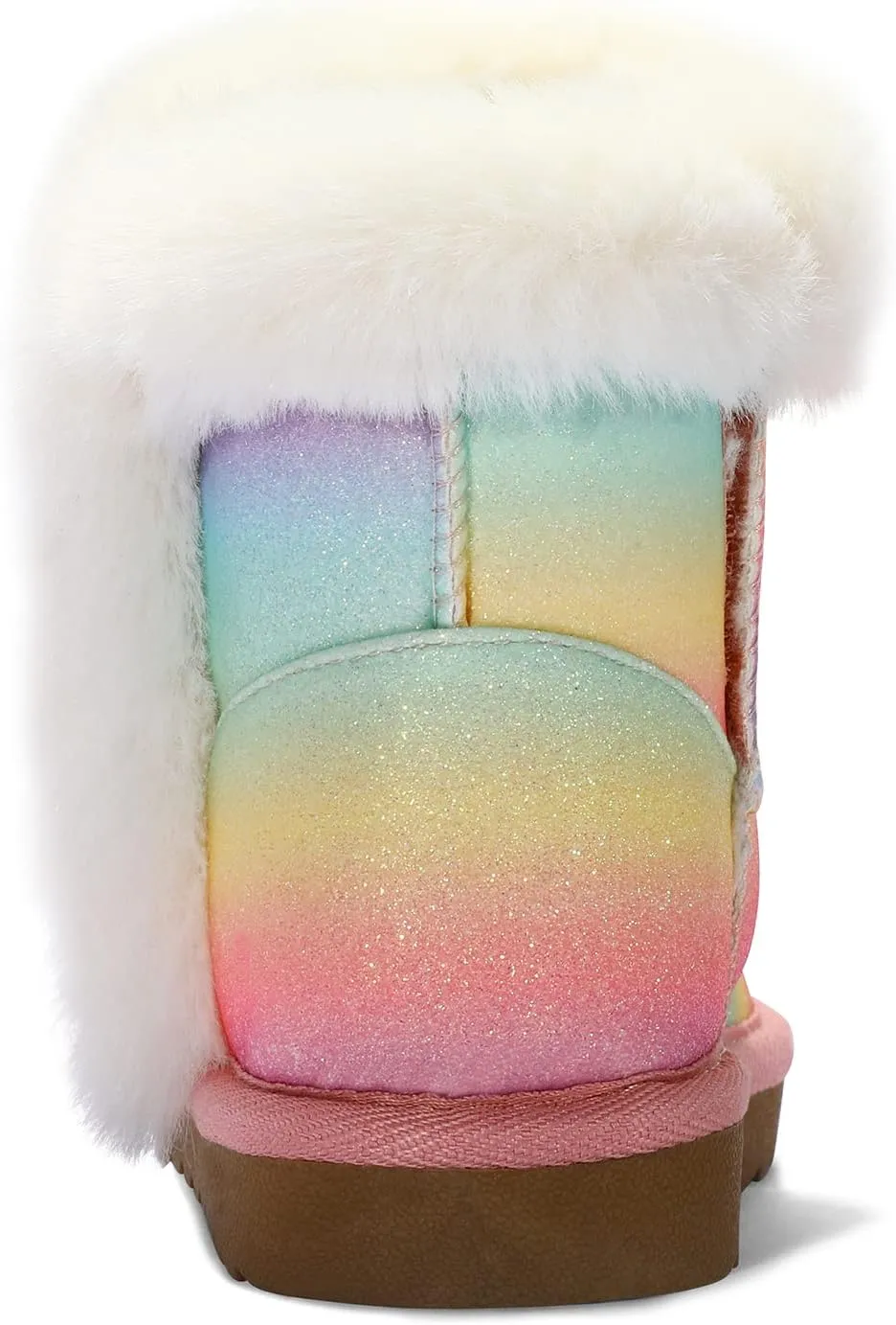 K KomForme Girls Snow Boots Warm Fur Lined Glitter Strap Winter Shoes Lightweight with Hook-and-loop(Toddler/Little Kids/Big Kids)