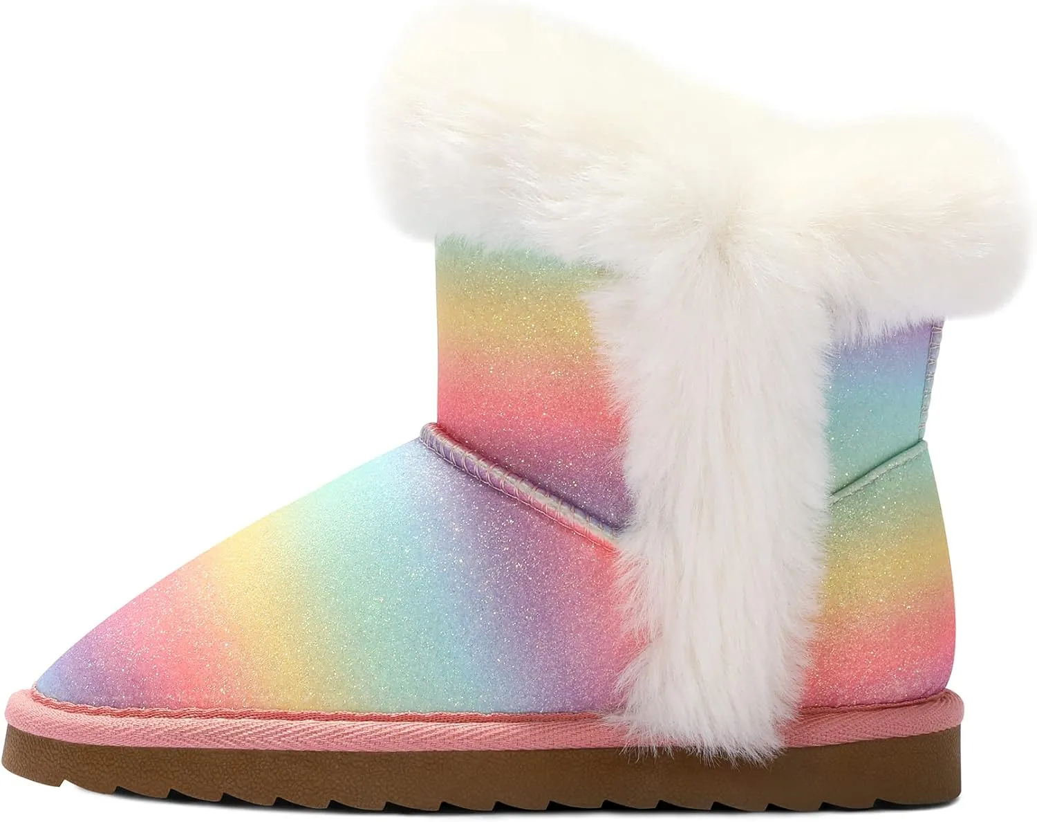 K KomForme Girls Snow Boots Warm Fur Lined Glitter Strap Winter Shoes Lightweight with Hook-and-loop(Toddler/Little Kids/Big Kids)