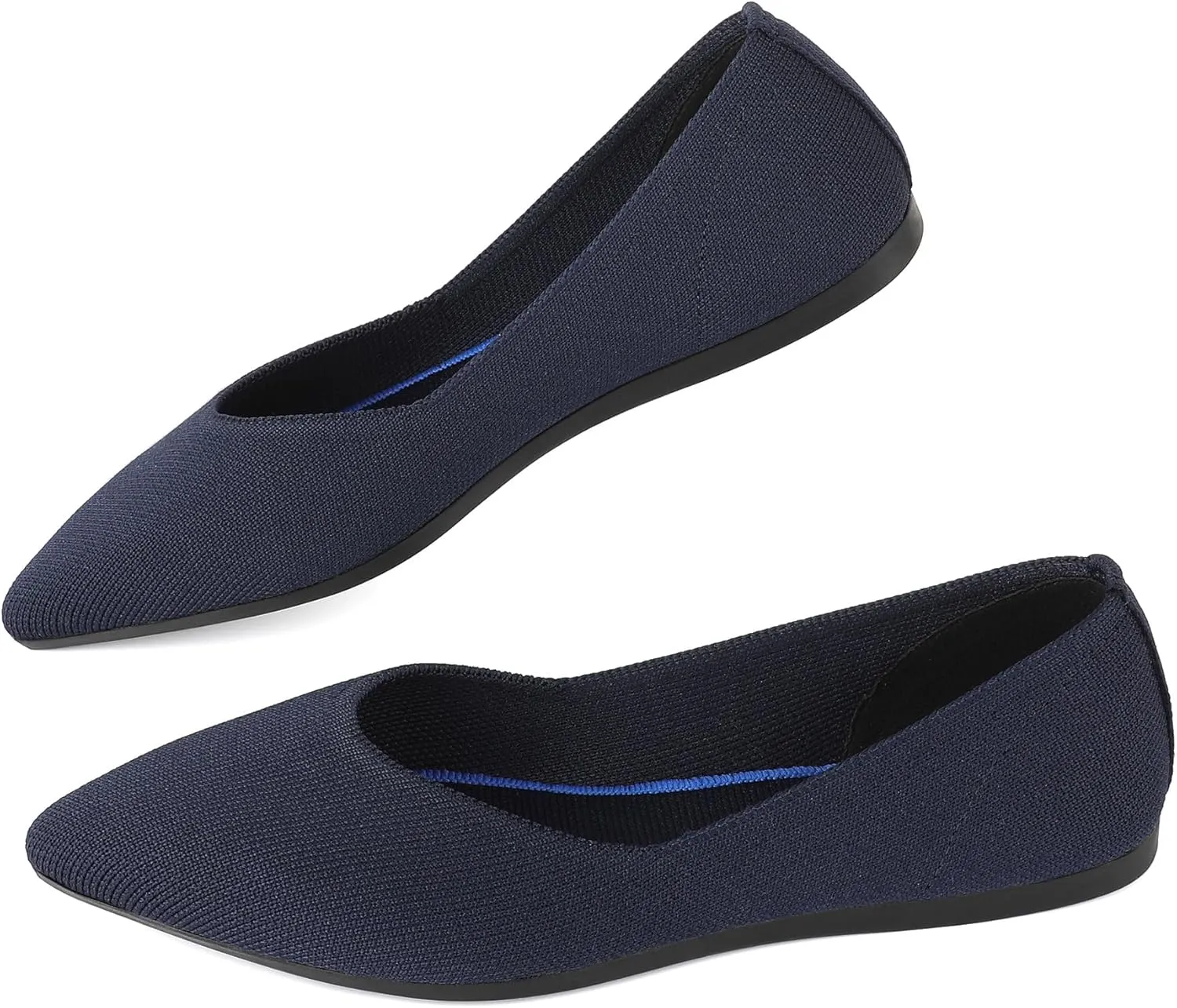 KBZone Women's Knit Ballet Flats Fashion Pointed Toe Walking Shoes Casual Slip-on Ballet Shoes