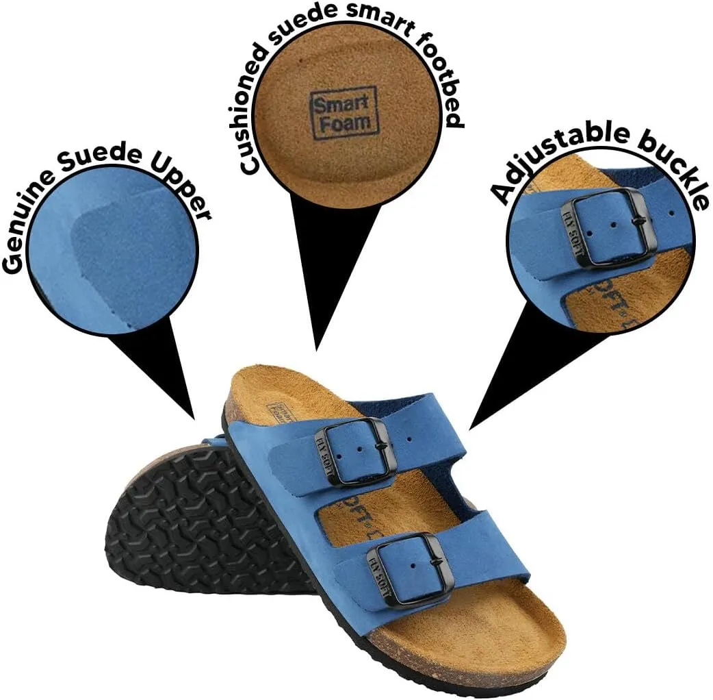 Kids' 100% Genuine Leather Sandals - Comfortable Smart Foam Footbed, Adjustable Straps, Durable Non-Slip Sole and Stylish