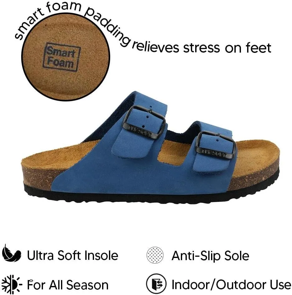 Kids' 100% Genuine Leather Sandals - Comfortable Smart Foam Footbed, Adjustable Straps, Durable Non-Slip Sole and Stylish