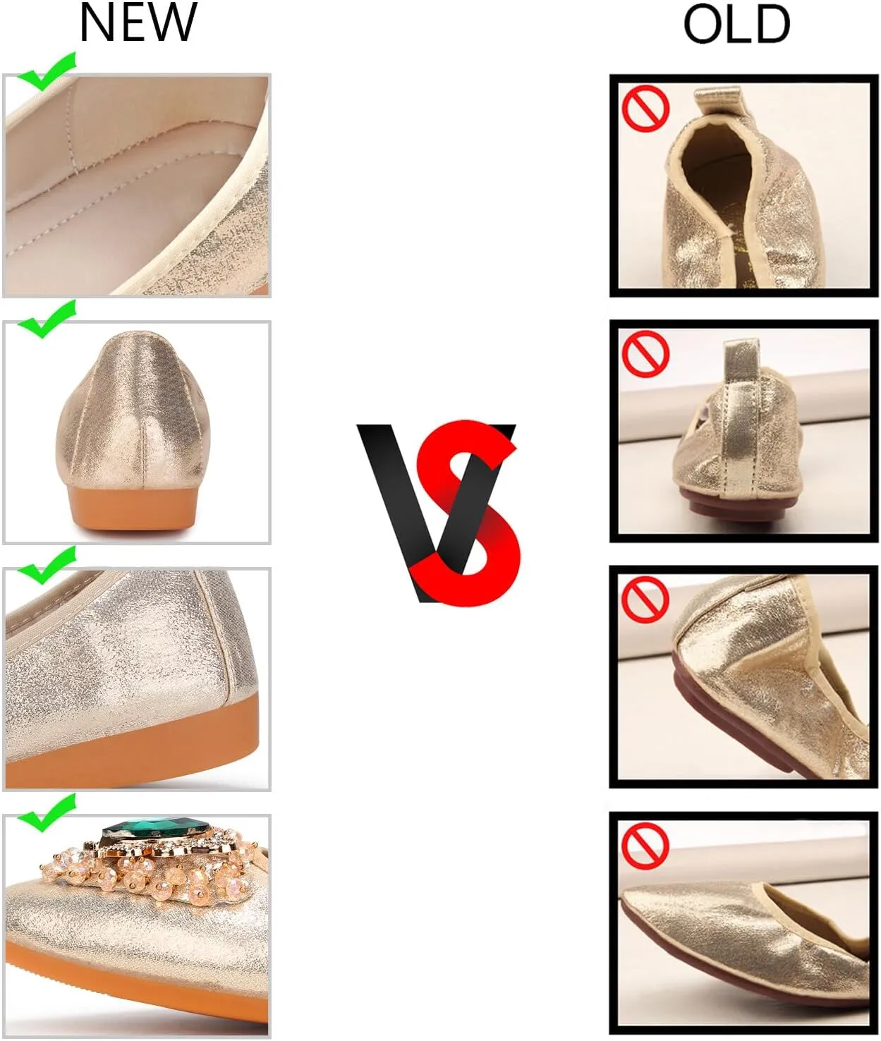 KUNWFNIX Women's Ballet Flats Foldable Classic Crown Rhinestone Slip On Flowers PU Leather Pointed Toe Comfort Flat Casual Dress Shoes
