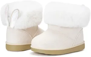 KVbabby Girls Winter Snow Boots - Toddler Kids Warm Fur Lined Princess Ankle Boots Non-Slip