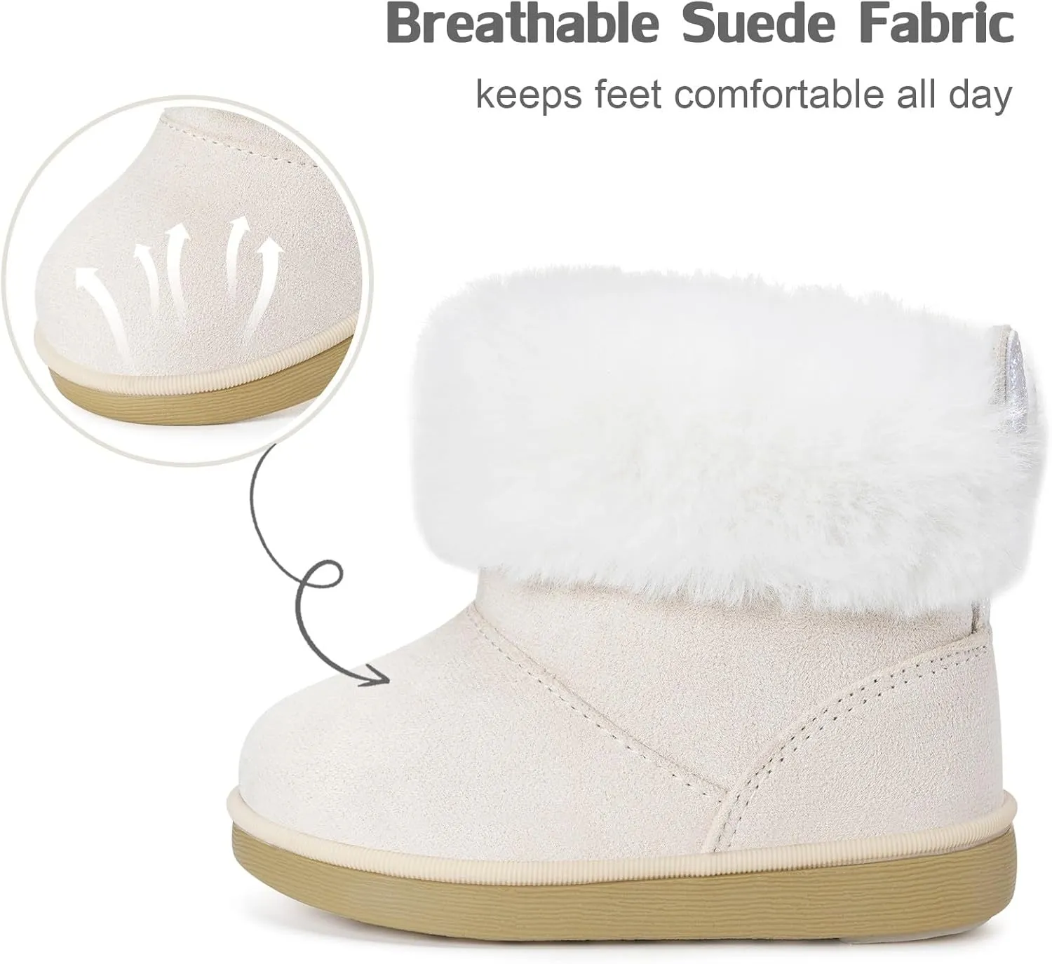 KVbabby Girls Winter Snow Boots - Toddler Kids Warm Fur Lined Princess Ankle Boots Non-Slip