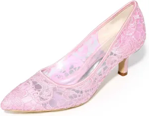 Lace Wedding Shoes Closed Toe Low Heels Pointed Toe Bridal Shoes Women Mary Jane High Heels Pumps Wedding Dress Shoes