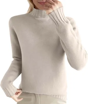 Ladies Fall Sweaters Trendy 2024 Casual Long Sleeve Mock Neck Pullovers Womens Knit Fitted Basic Sweater