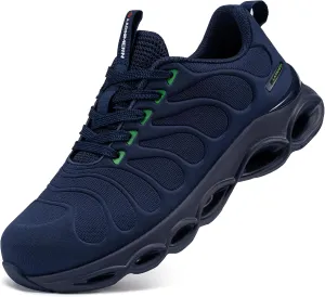 LARNMERN Steel Toe Shoes for Men Safety Shoes Work Sneakers Comfortable Safety Toe Sneakers Work Lightweight Colorful Zapatos de Seguridad (9,Navy)