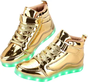 LED Shoes - Men's & Women's Light Up High Top Sneakers, USB Charging, Glow in The Dark for Dancing Party Festivals