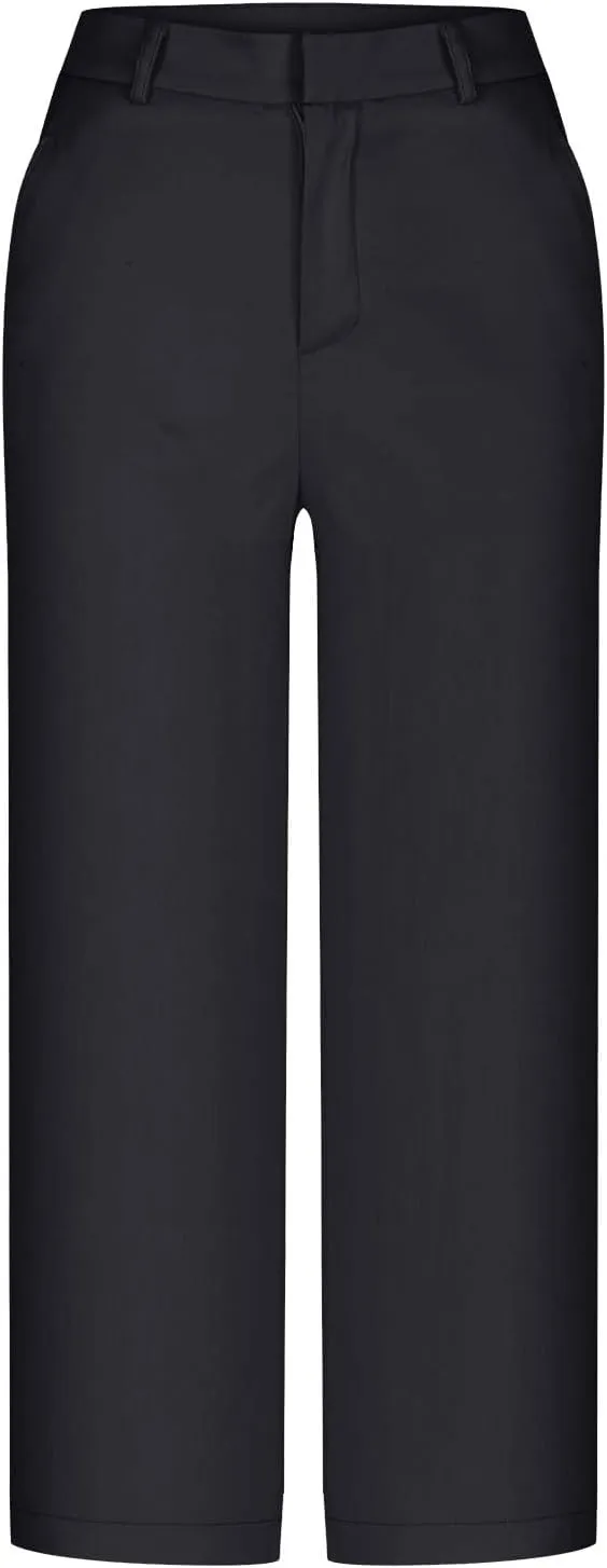 LEMONONSTORE Women Office Work Dressy Capris High Waist Ankle-Length Pants Casual Straight-Leg Trousers Loose Summer Shorts