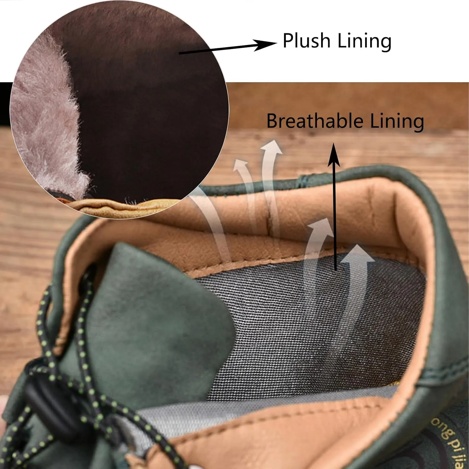 Lossarye Men's Italian Handmade Leather High Boots Casual Lightweight Waterproof Hiking Shoes Slip-On Chukka Boots Non-Slip Outdoor Sneakers