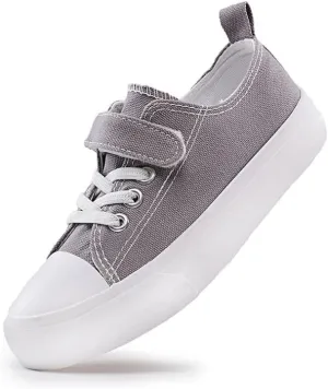 LUMUBBY Kid Shoes for Boys Girls Toddler Little Kid Canvas Low Top Sneakers Classic Adjustable Strap Lace up Shoes for Kids Breathable Lightweight