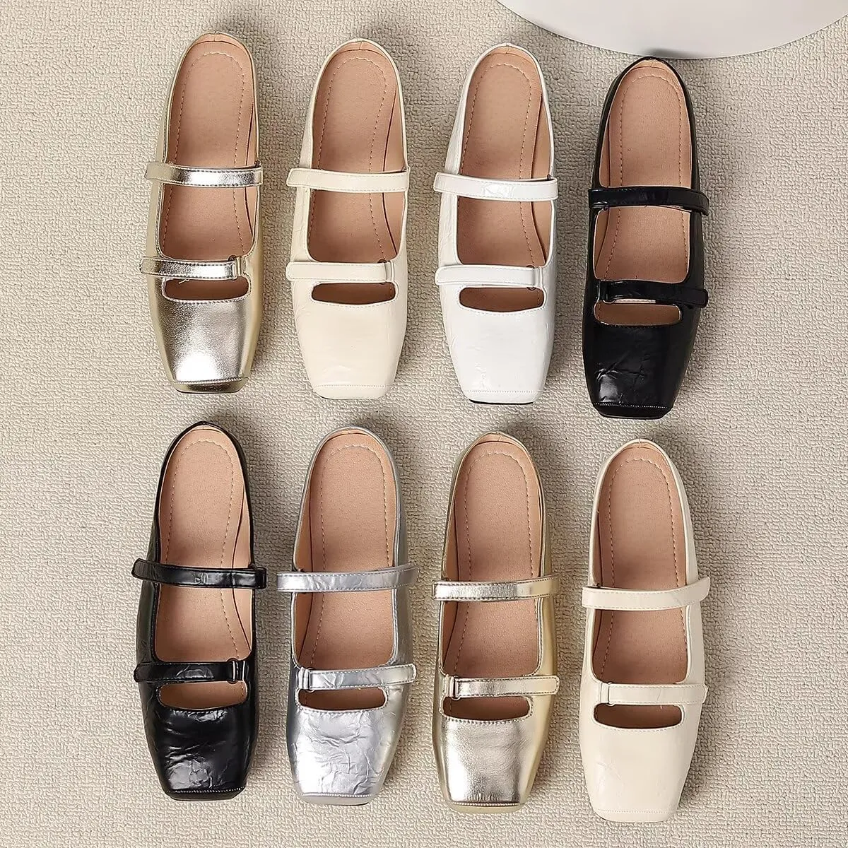 LUXINYU Retro Mules for Women Dressy Square Toe Backless Flat Mules with Strap Embroidered Satin Mary Jane Shoes
