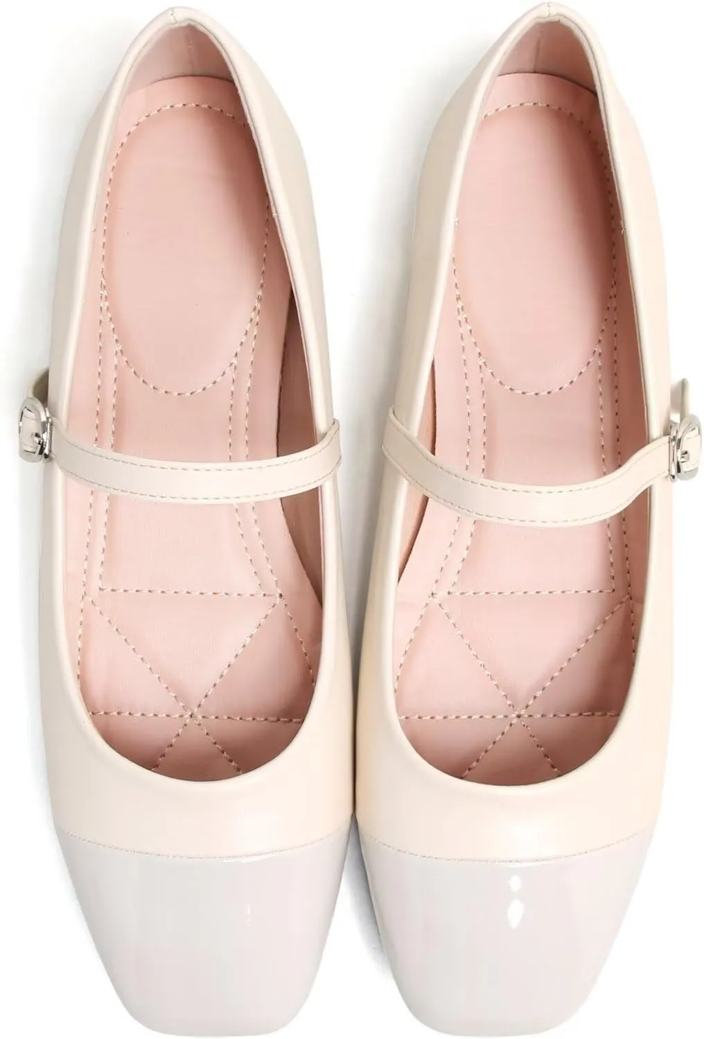 LUXINYU Women Mary Jane Flats Comfortable Leather Shoes Adjustable Buckle Straps Low Heel Round Toe Ballet Flats Work Casual Shoes