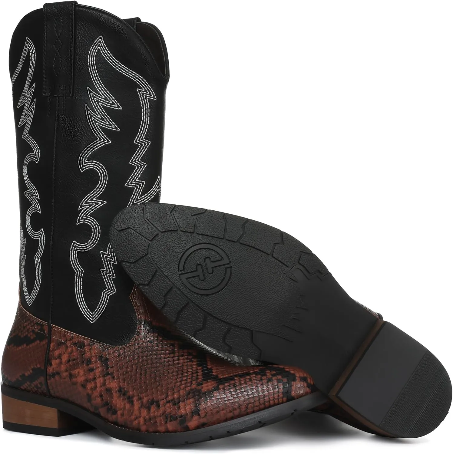 Lyrisiphy Cowboy Boots for Men Pointed Toe Pull On Boots Embroidered Western Boots Leather Boots Waterproof Work Boots Durable Safety Boots Stylish Boots Mens Boots Casual