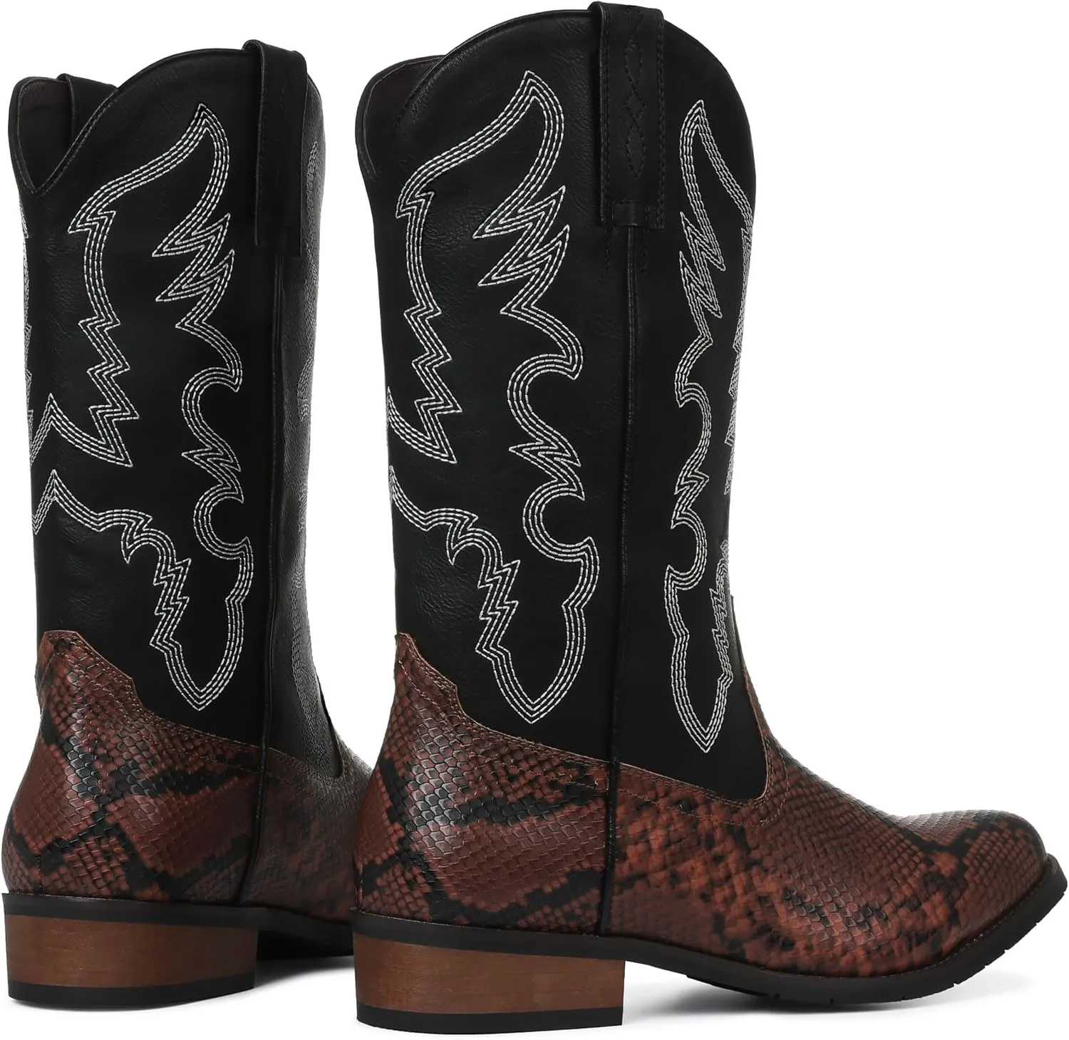 Lyrisiphy Cowboy Boots for Men Pointed Toe Pull On Boots Embroidered Western Boots Leather Boots Waterproof Work Boots Durable Safety Boots Stylish Boots Mens Boots Casual