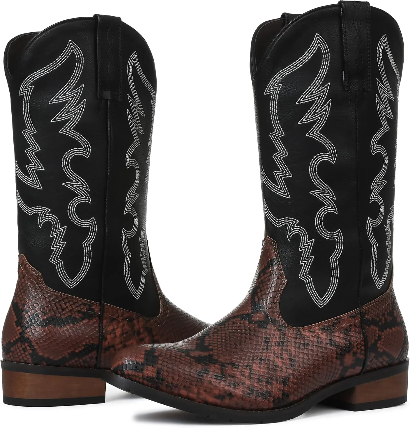 Lyrisiphy Cowboy Boots for Men Pointed Toe Pull On Boots Embroidered Western Boots Leather Boots Waterproof Work Boots Durable Safety Boots Stylish Boots Mens Boots Casual