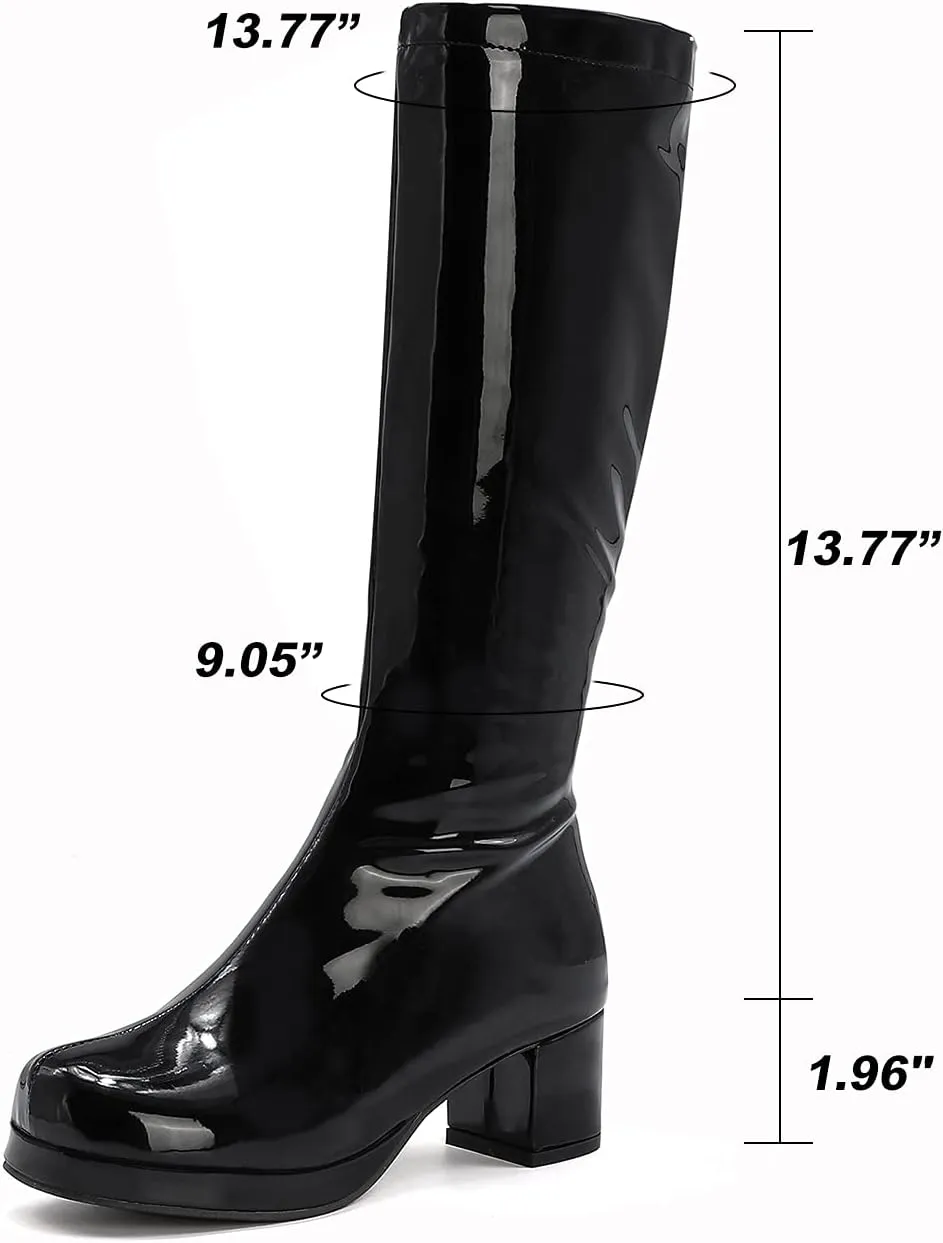 MeiLuSi Womens Knee High Boots Gogo Boots Fashion Side Zipper Glitter Winter Boots