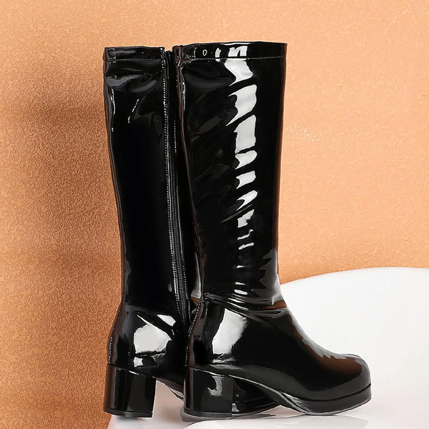 MeiLuSi Womens Knee High Boots Gogo Boots Fashion Side Zipper Glitter Winter Boots